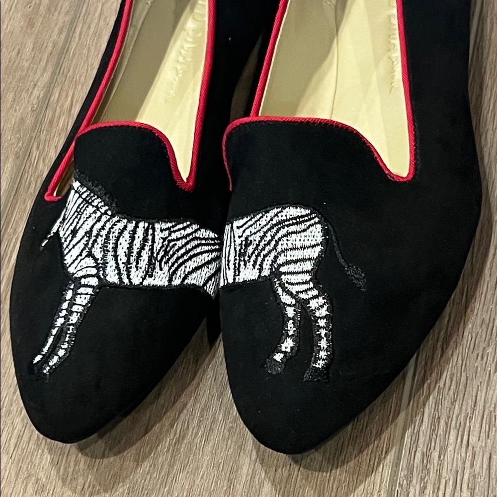 New in Box Wild Diva Lounge Black and White Zebra Flats Slip-on Size 6 - Picture 3 of 11